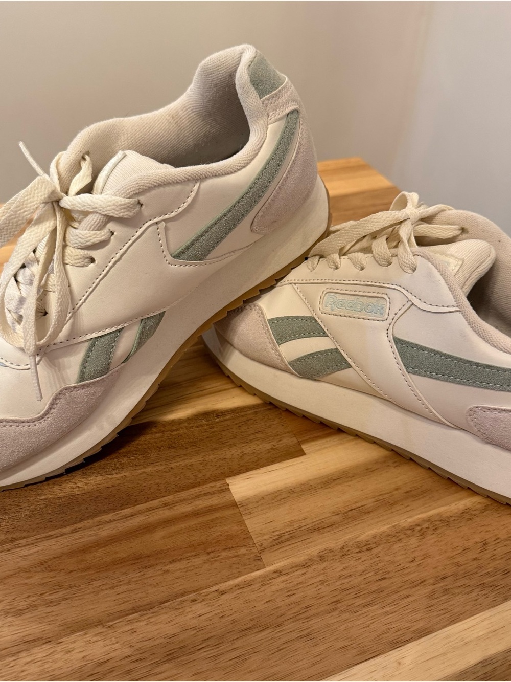 Reebok White Sneakers with Mint Green Accents